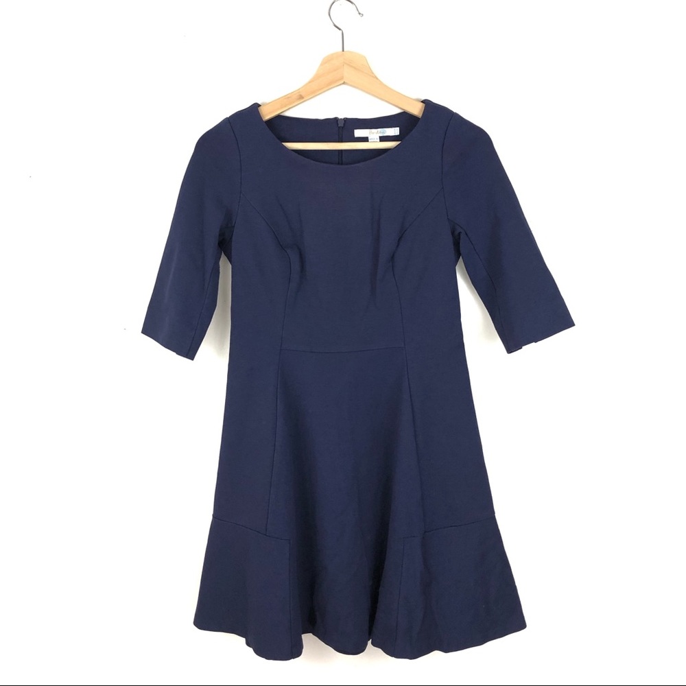 Boden 3/5 Sleeve Navy Ponte Flare Dress